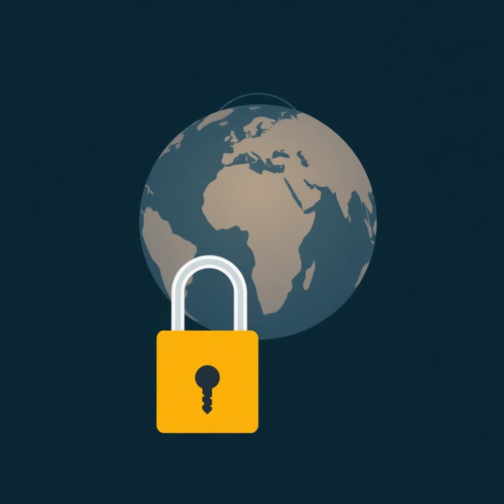 Illustration of a padlock with a key in front of a globe, representing logging into Stake from restricted countries